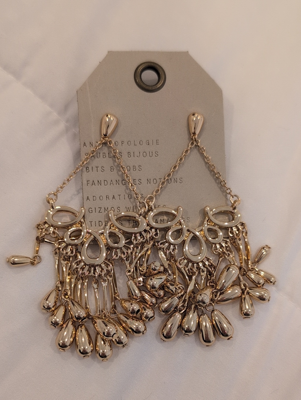 Anthropologie Shimmering Gold Chandelier Drop Earrings